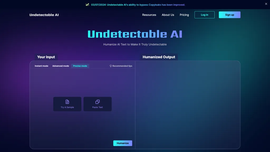 UndetectableAI 官网截图