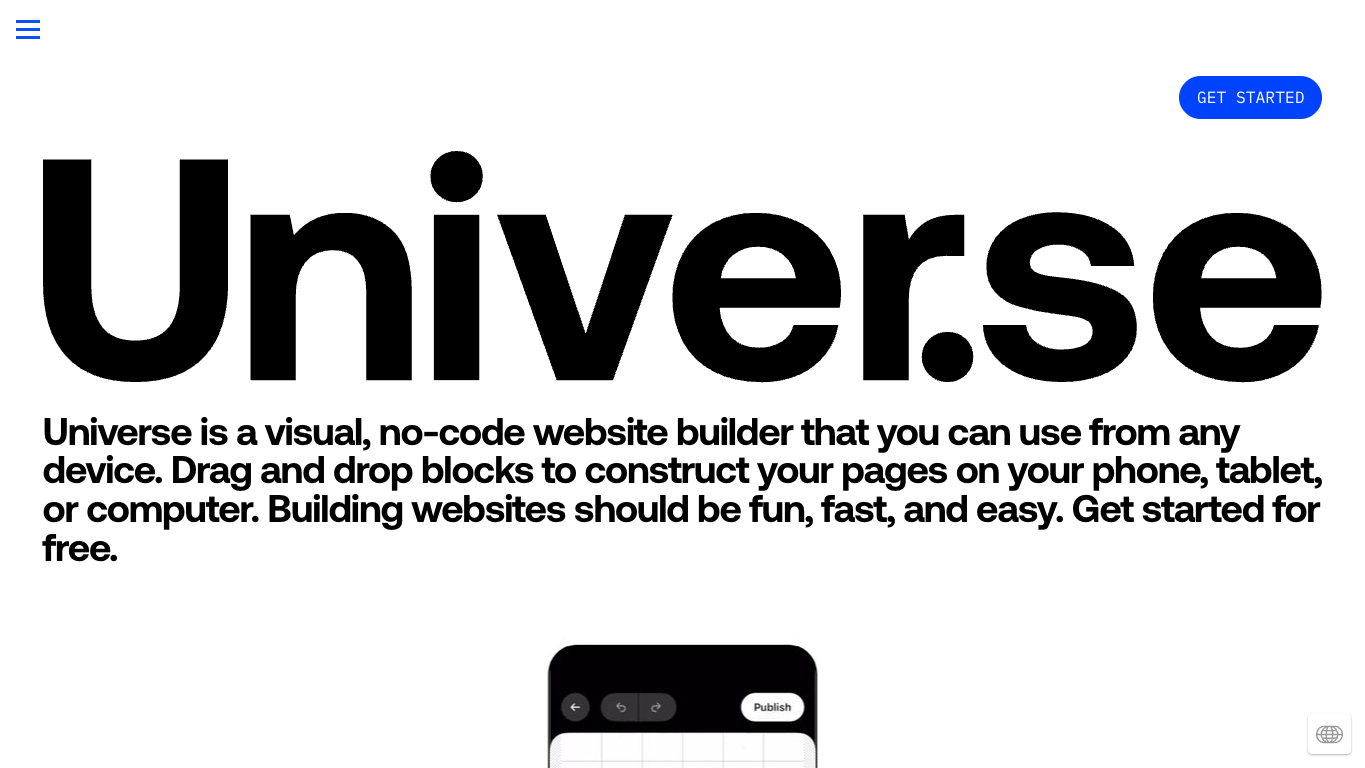 Universe 官网截图