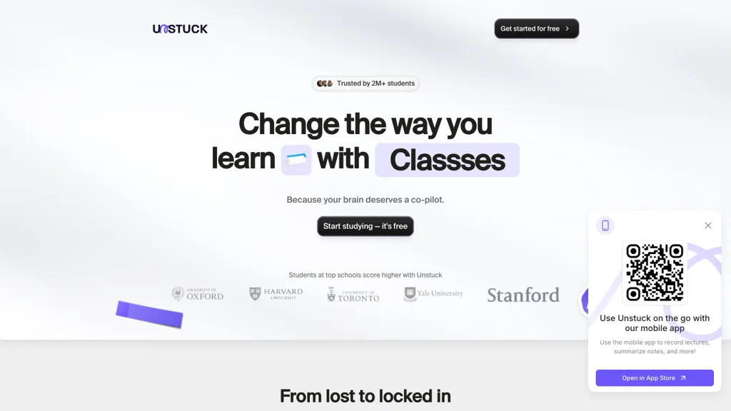 Unstuck AI 官网截图