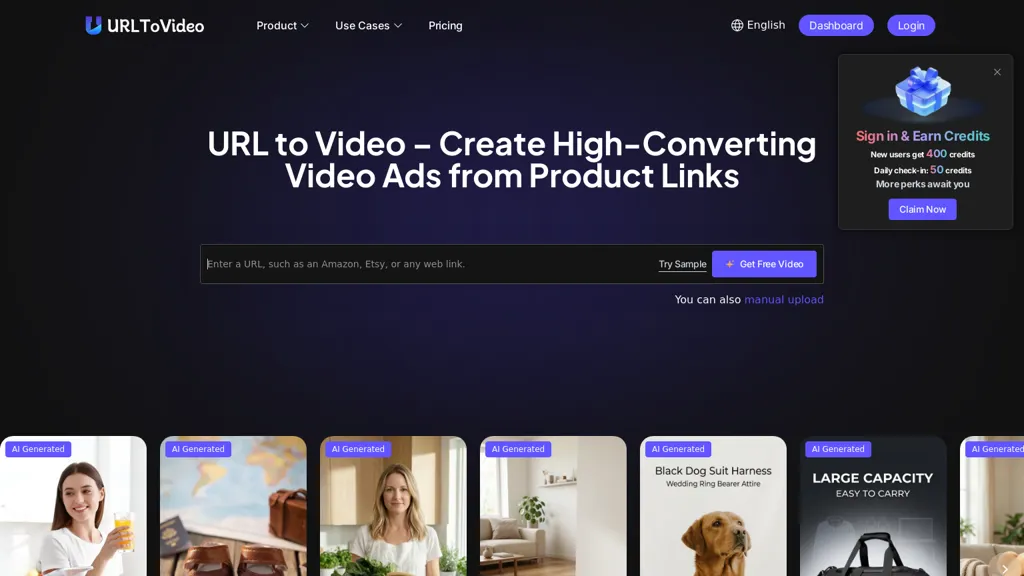 UrlToVideo.AI 官网截图
