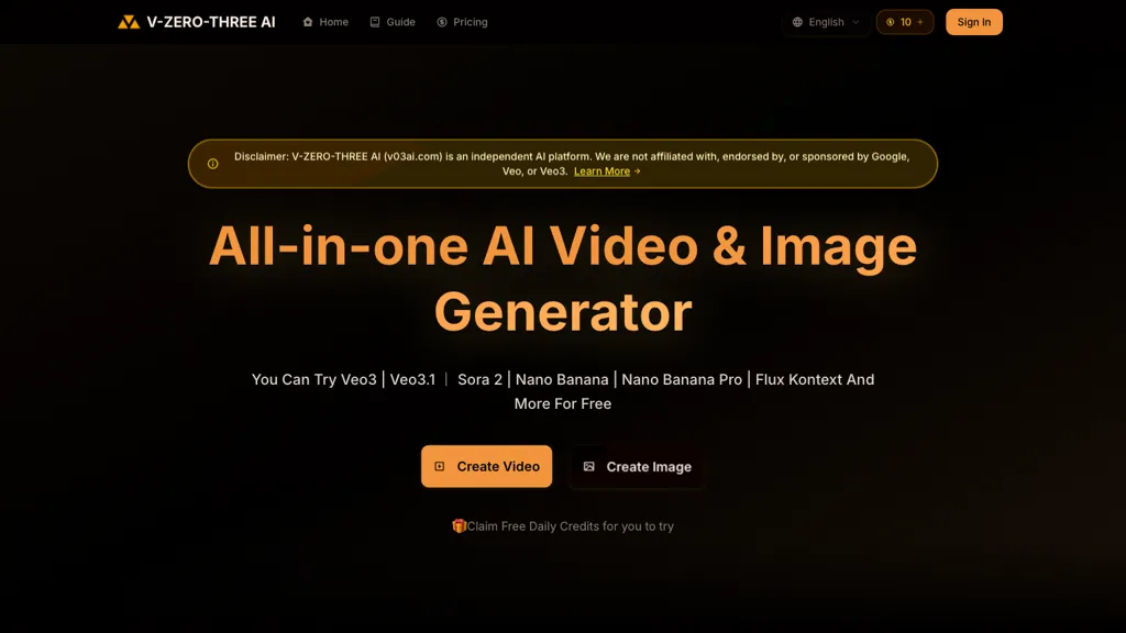 V03 AI 官网截图