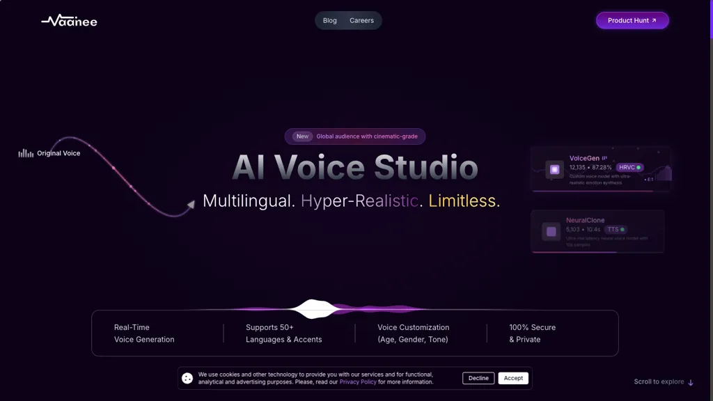 Vaanee AI Engine 官网截图