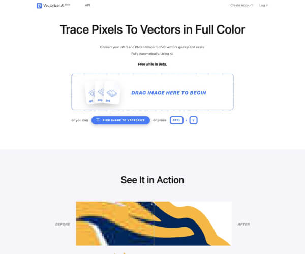 Vectorizer AI 官网截图