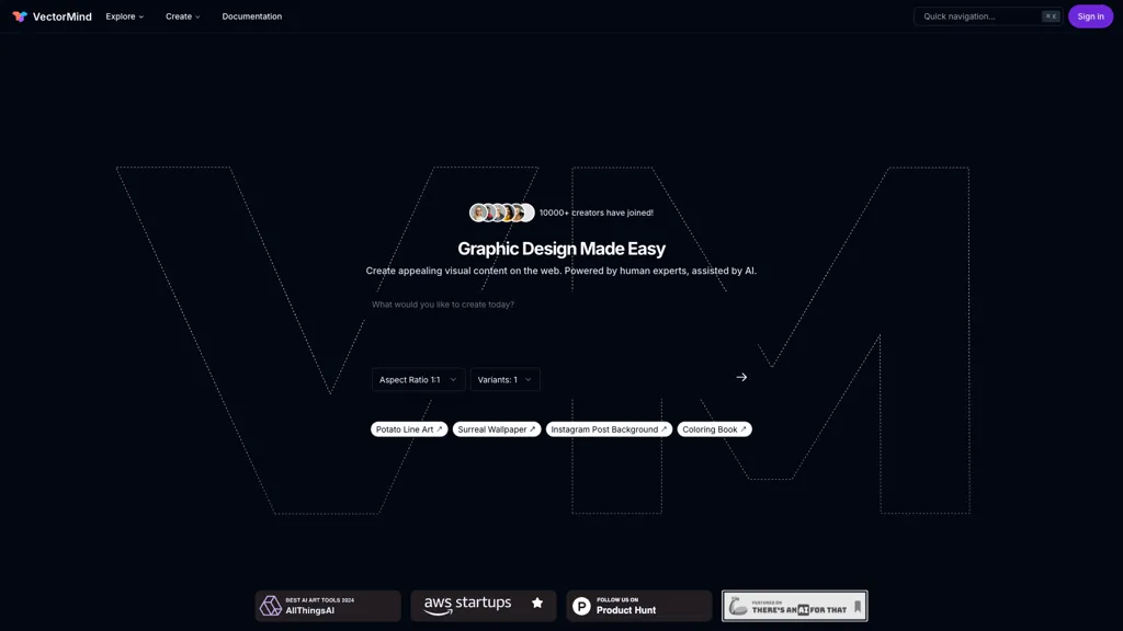 Vectormind ai 官网截图