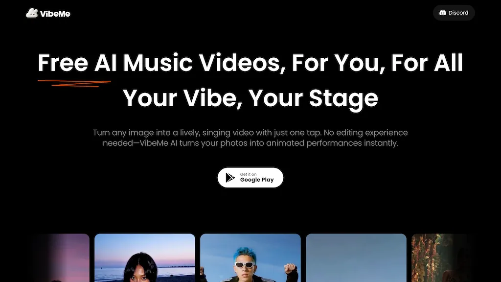 VibeMe AI 官网截图