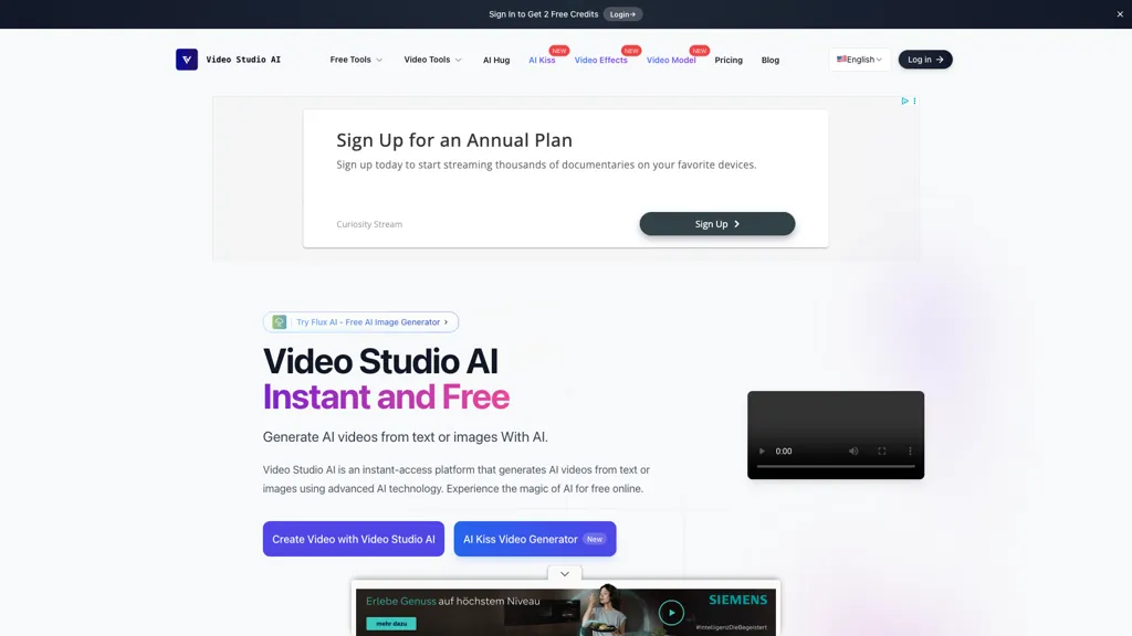 Video Studio AI 官网截图