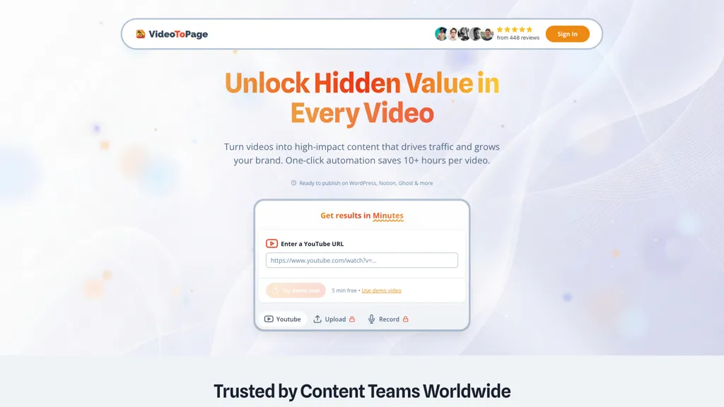 VideoToPage 官网截图