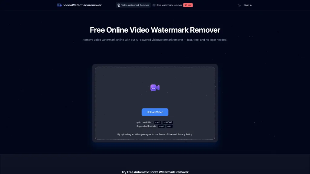 VideoWatermarkRemover AI 官网截图