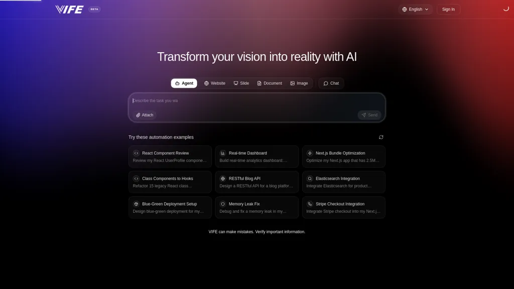 VIFE AI 官网截图