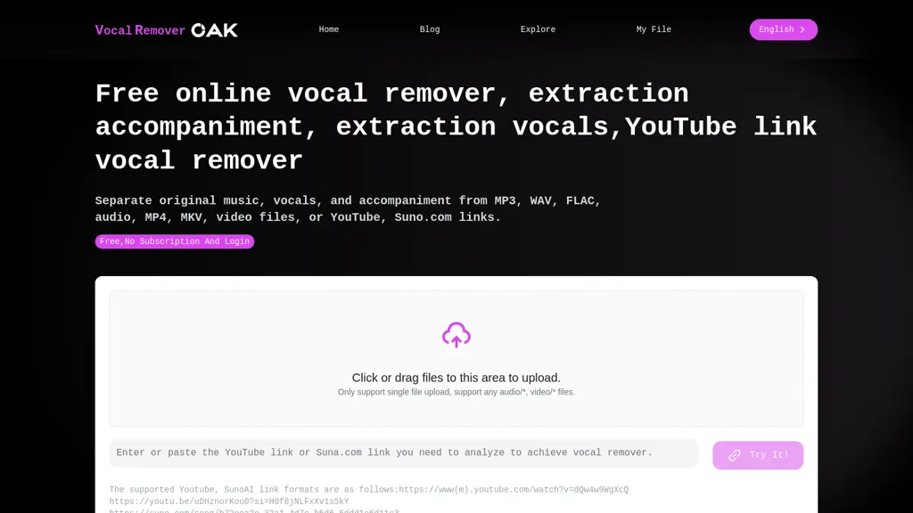 Vocal Remover Online 工具截图