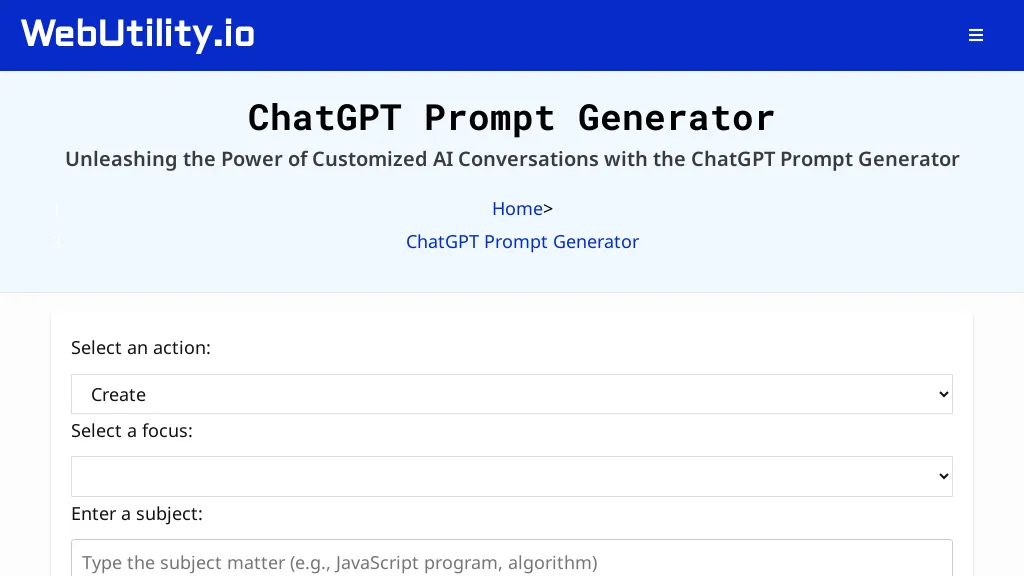 ChatGPT Prompt Generator 工具截图