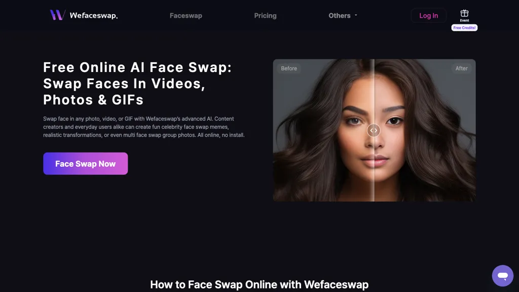 Wefaceswap 官网截图