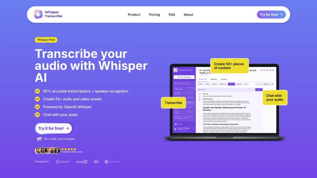 WhisperTranscribe 官网截图
