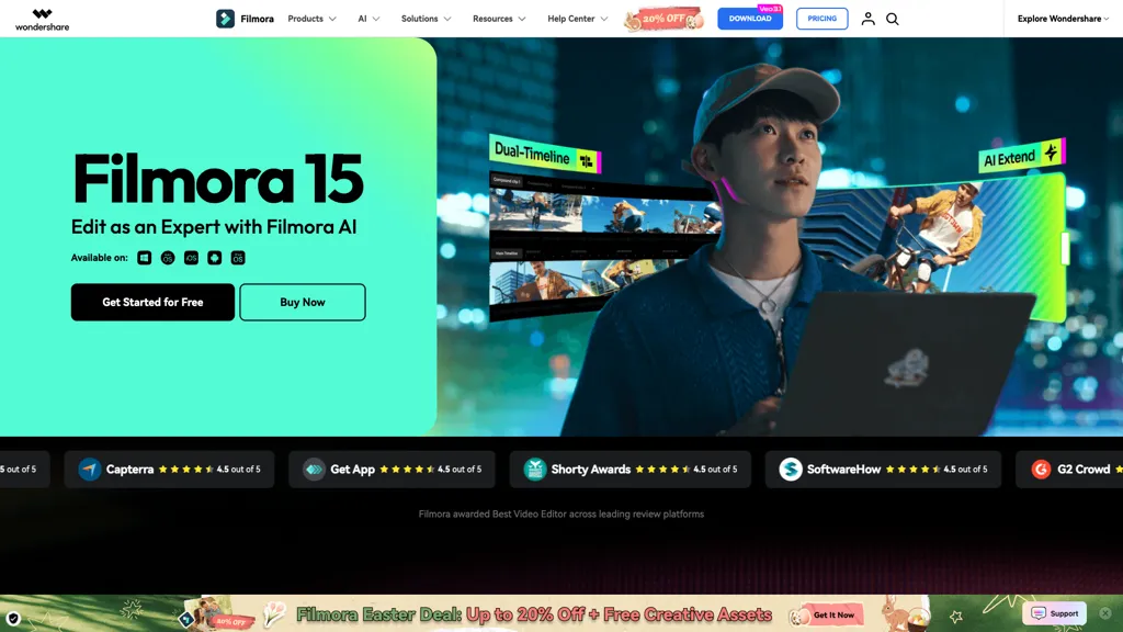 Wondershare Filmora 官网截图