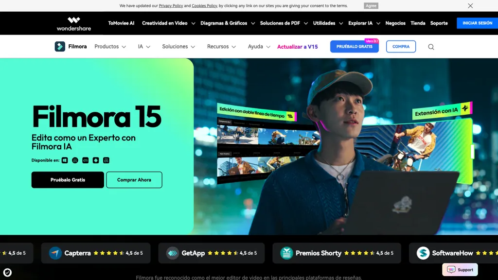 Wondershare Filmora ES 官网截图
