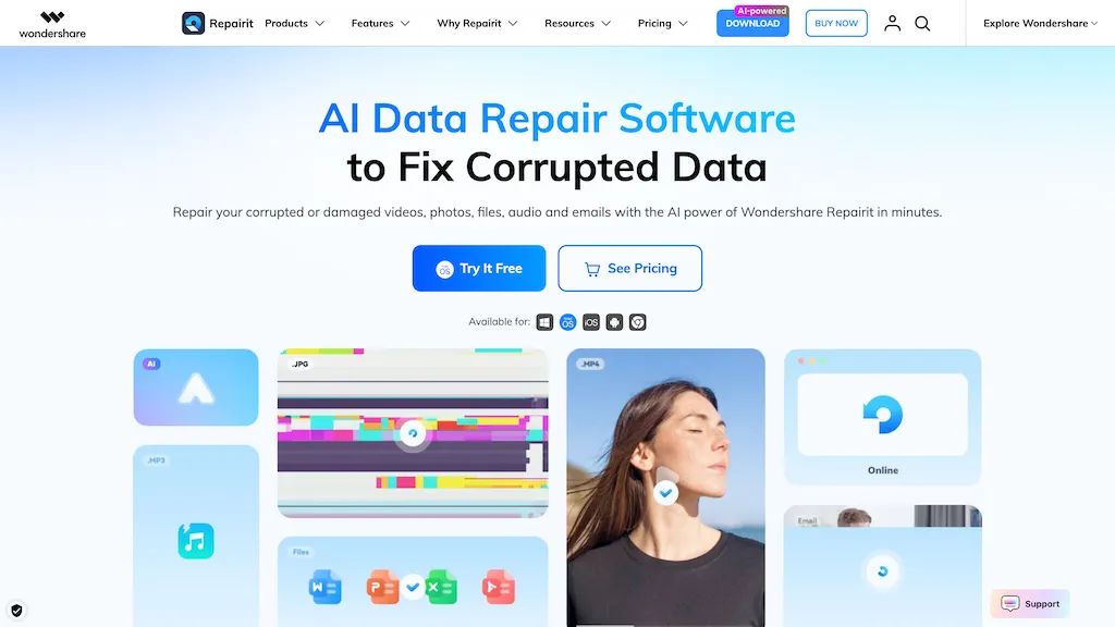 Wondershare Repairit 官网截图