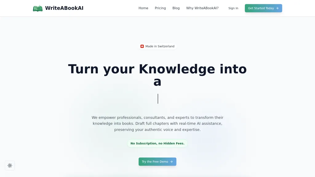 WriteABookAI 官网截图