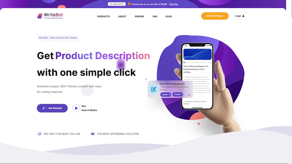 Writebot.io 官网截图