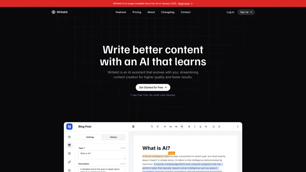 Writekit 官网截图
