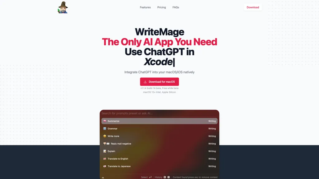 WriteMage 官网截图