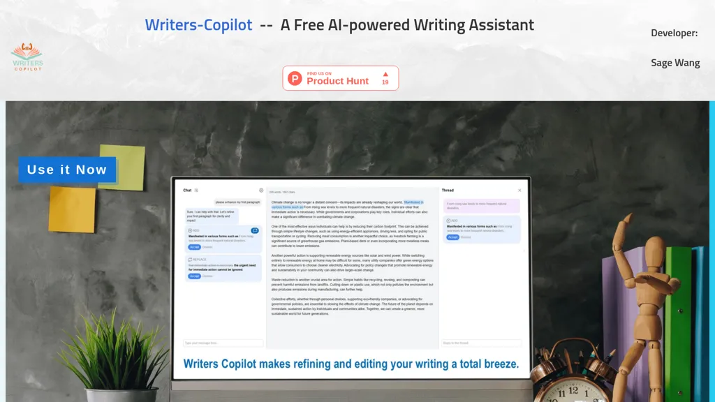 Writers Copilot 官网截图