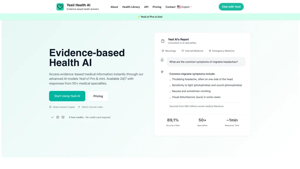 Yesil Health 官网截图