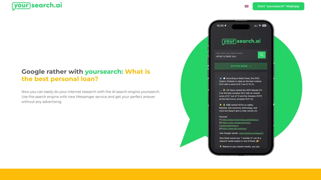 yoursearch.ai 官网截图