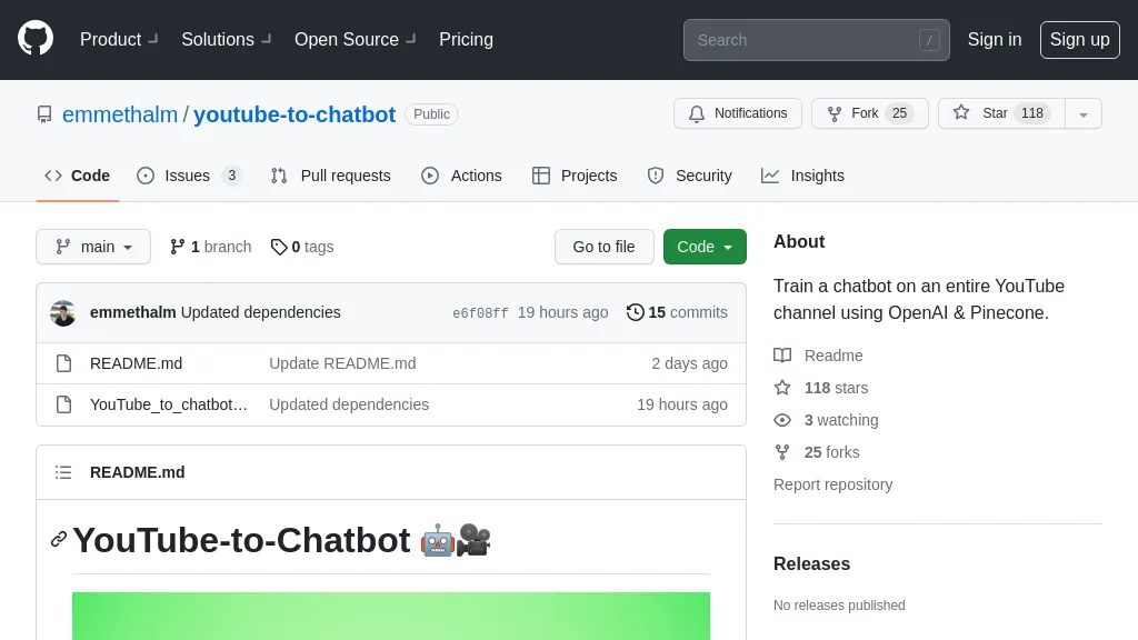 YouTube to Chatbot 官网截图