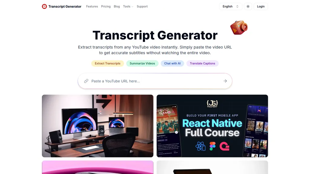 YouTube Transcript Generator 官网截图
