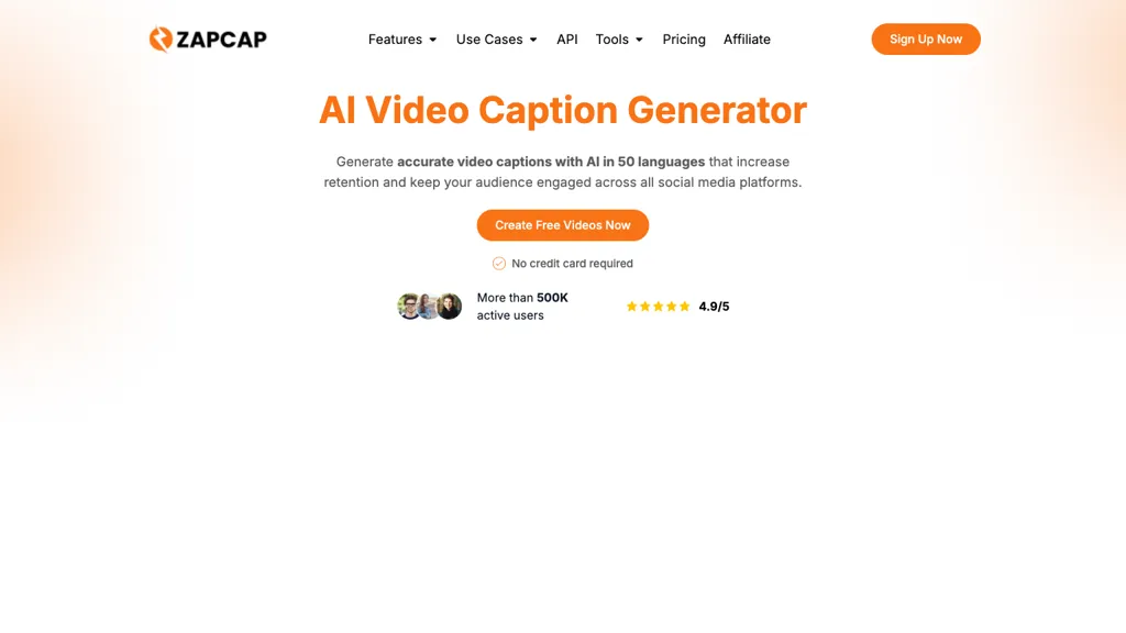ZapCap 官网截图