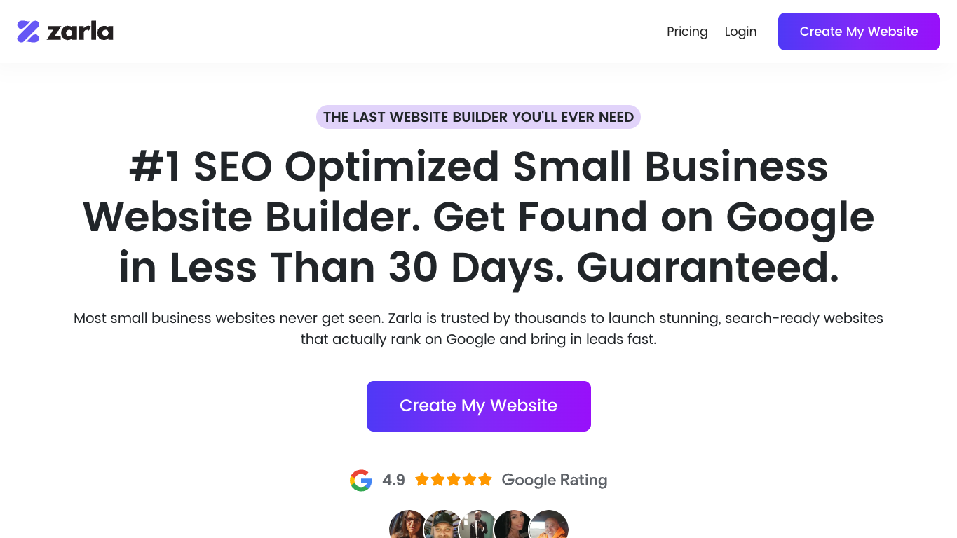Zarla Website Builder 官网截图