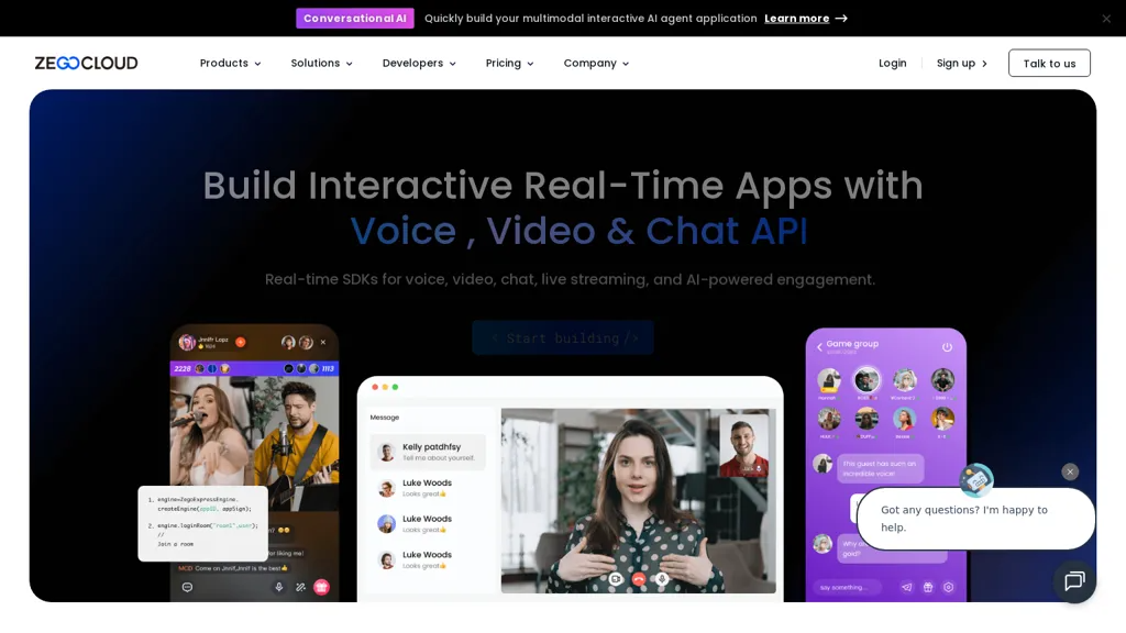 ZEGOCLOUD Conversational AI 官网截图