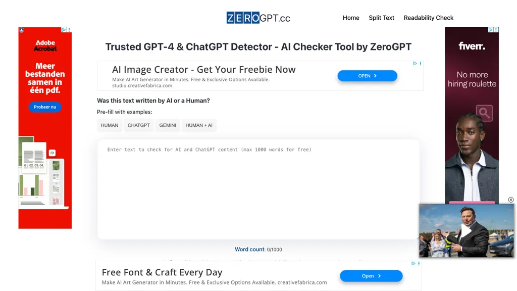 ZeroGPT.CC 官网截图